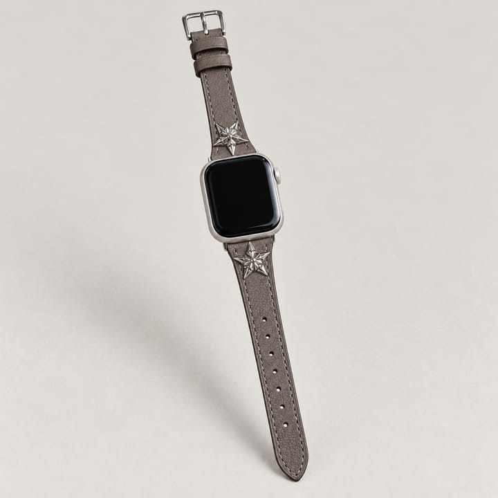 The Atelier in Taupe with a silver-tone star at each end of the case