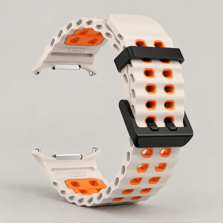 The Ultra Sport Silicone Band, Starlight with orange
