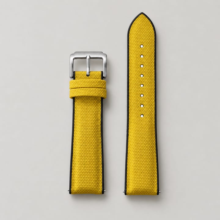 The Spinnaker in Yellow: yellow sailcloth with a thin black rubber edge