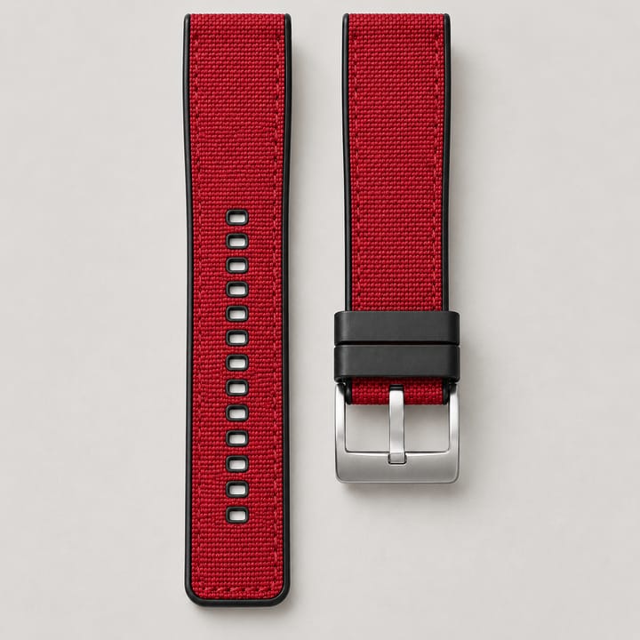 The Bosun in Red: red canvas with a silver-tone pin buckle