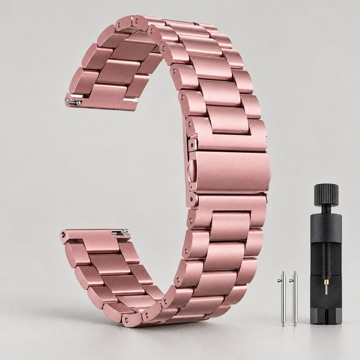 Pink stainless steel three-link band