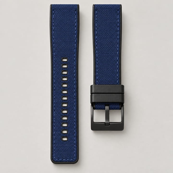 The Bosun in Navy/Black: navy canvas with a matte black pin buckle