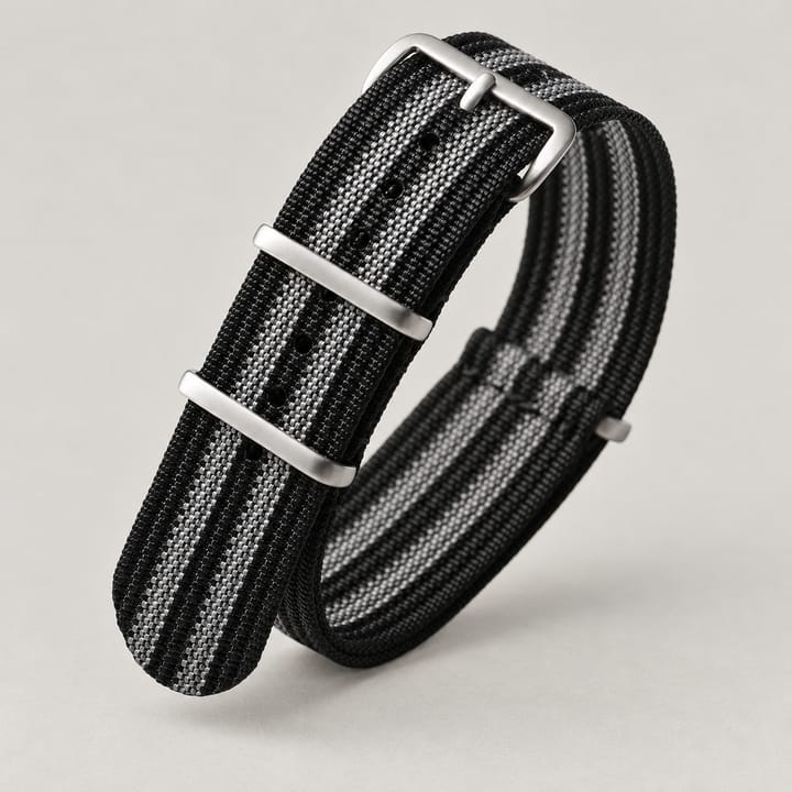 The NATO Nylon Strap, Black and gray stripes