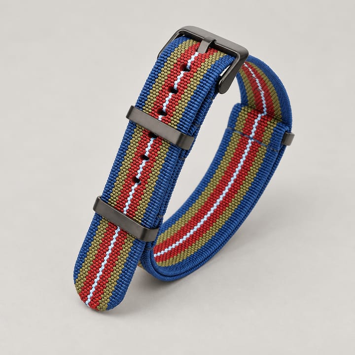 The Parachute Elastic NATO Strap, Multicolor with black hardware