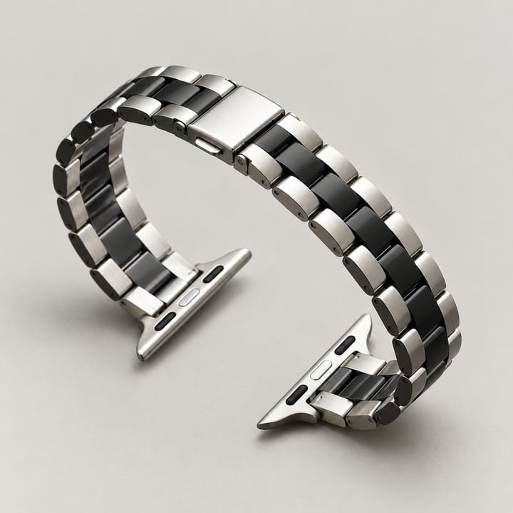 The Slim Link steel band for Apple Watch in Silver Black