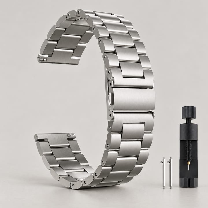 Gray stainless steel three-link band