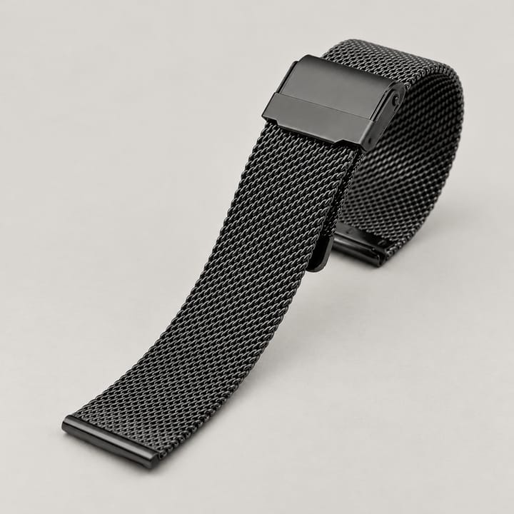 The Fine Mesh in black, fine weave with a matching black clasp