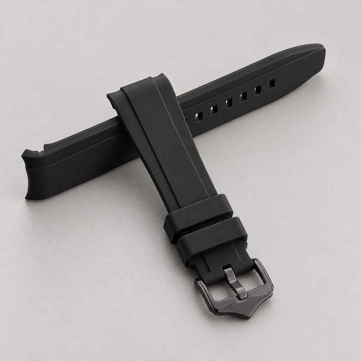 The Current Curved-End Silicone Band, Black band, black buckle