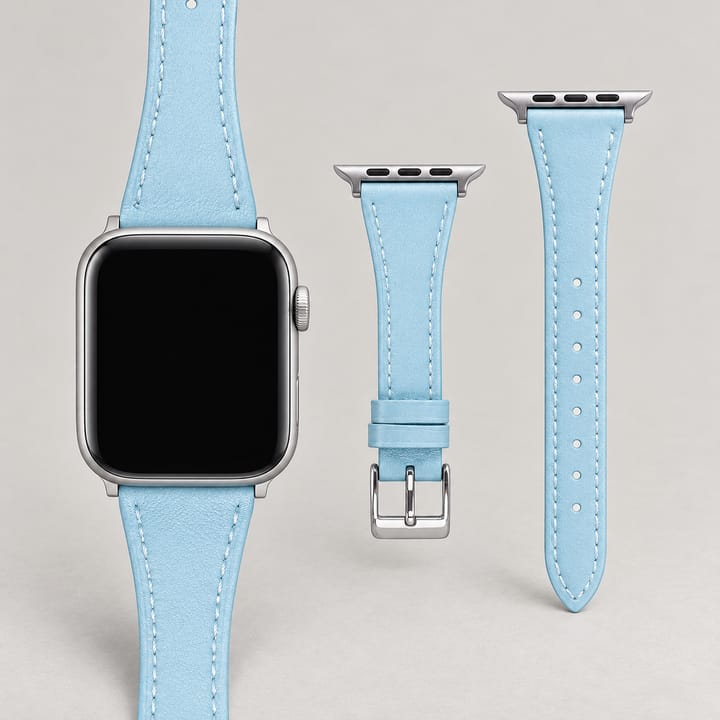 The Ribbon in Light Blue, on a watch and as two separate halves