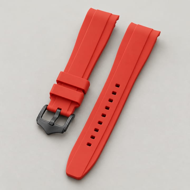 The Current Curved-End Silicone Band, Red band, black buckle