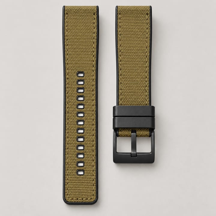 The Bosun in Khaki/Black: khaki canvas with a matte black pin buckle