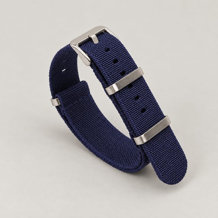 The Parachute Elastic NATO Strap, Navy with steel hardware