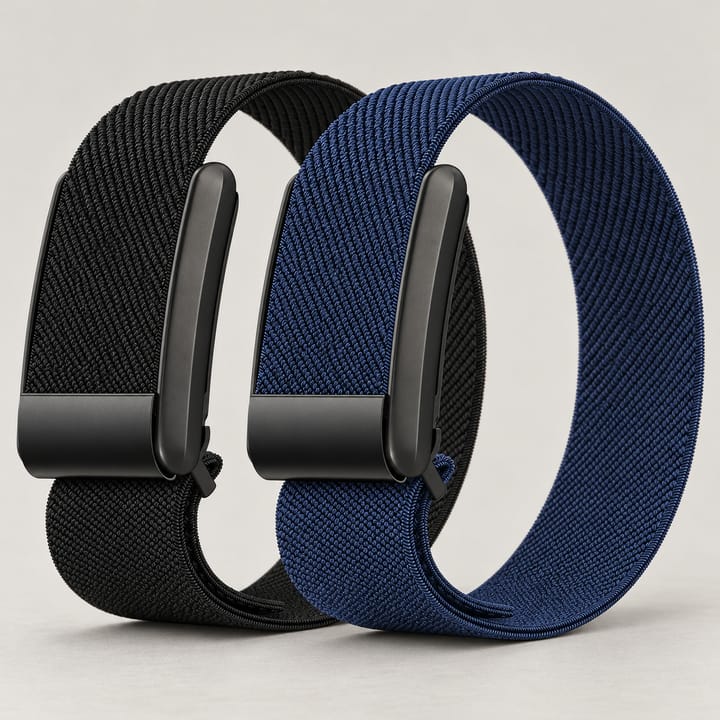 Two-band set: one black and one navy band, each with its own metal frame