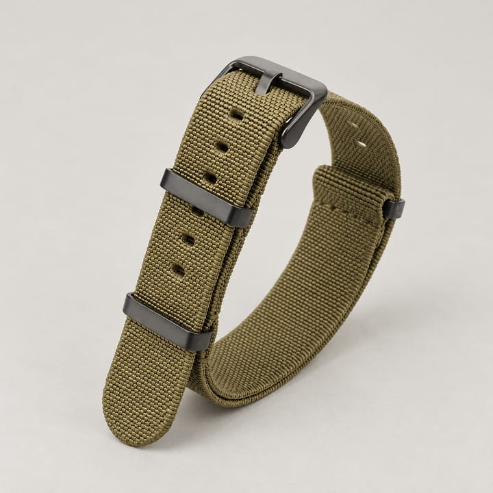The Parachute Elastic NATO Strap, Green with black hardware