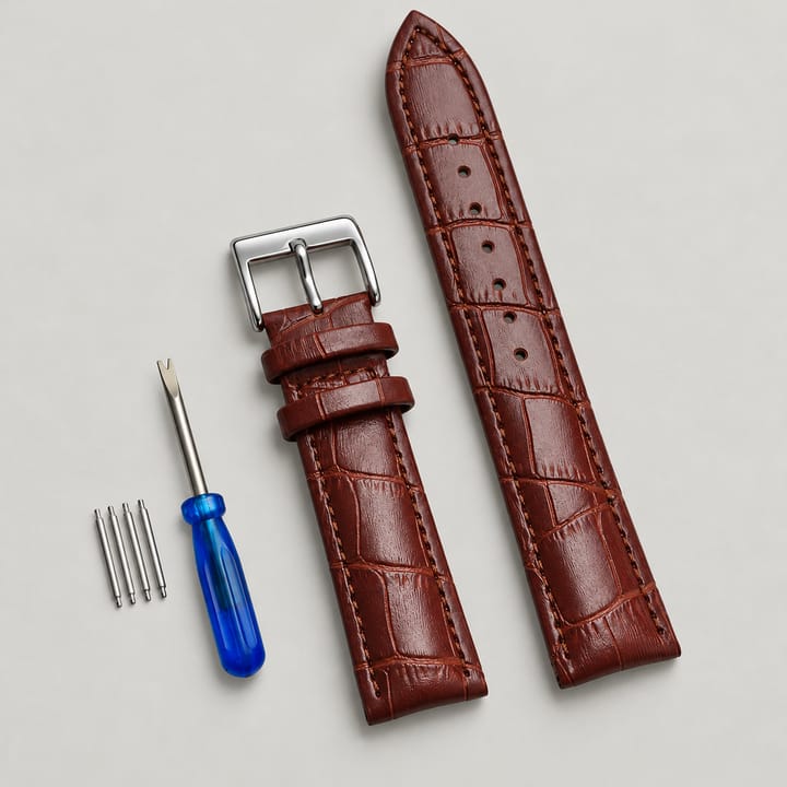 The Ledger Leather Watch Band, Dark brown