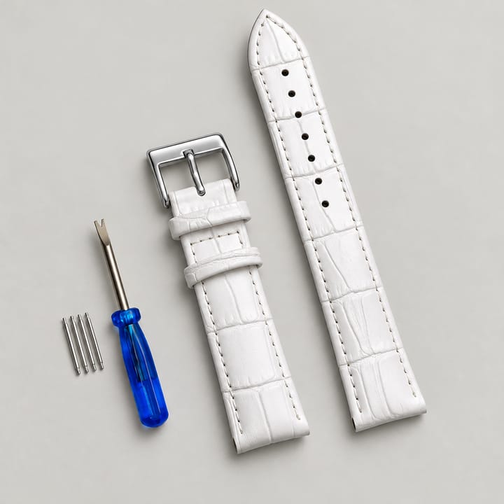 The Ledger Leather Watch Band, White
