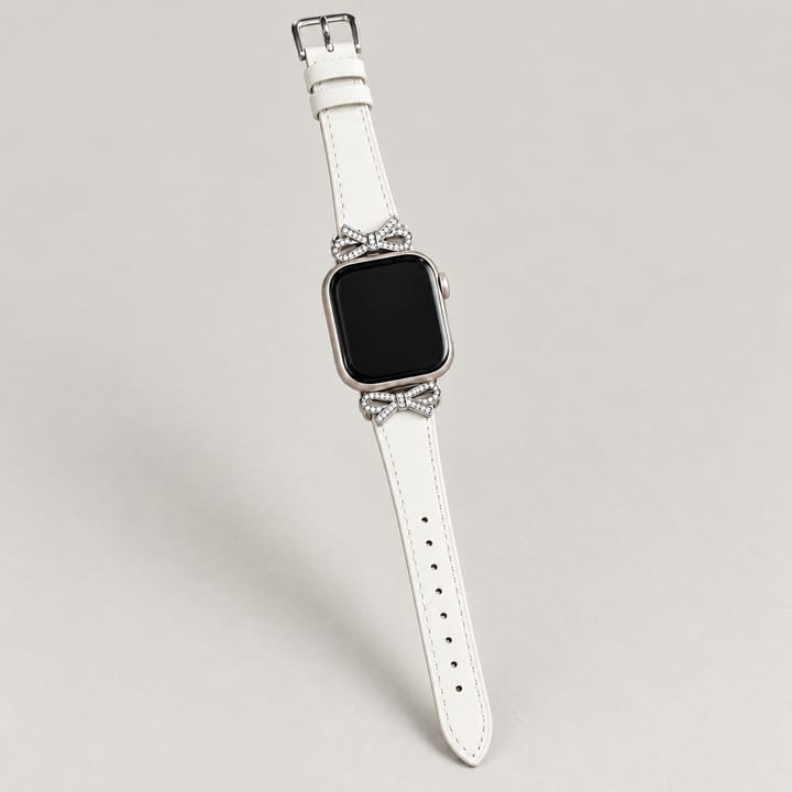 The Atelier in White with silver-tone rhinestone bows and a silver-tone buckle