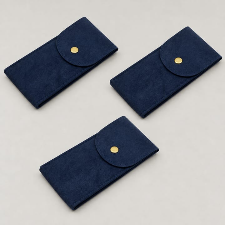 The Velvet Watch Pouch, Dark blue, 3 pack