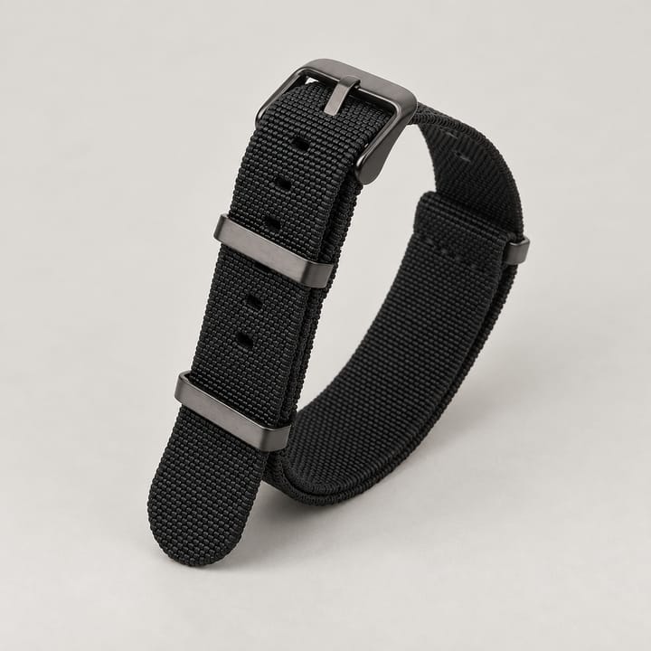 The Parachute Elastic NATO Strap, Black with black hardware