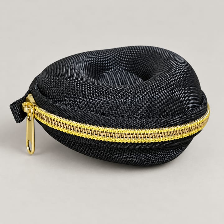 The Voyager Round Watch Case, Black with gold zipper