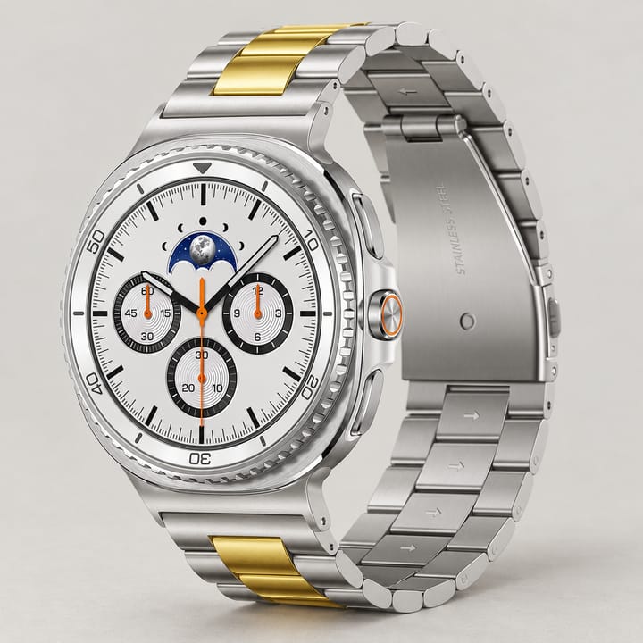 The Meridian in Silver/Gold, silver outer rows with a yellow gold center row