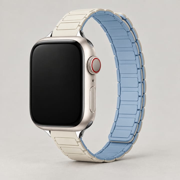 The Magnetic Silicone Apple Watch Band, White blue