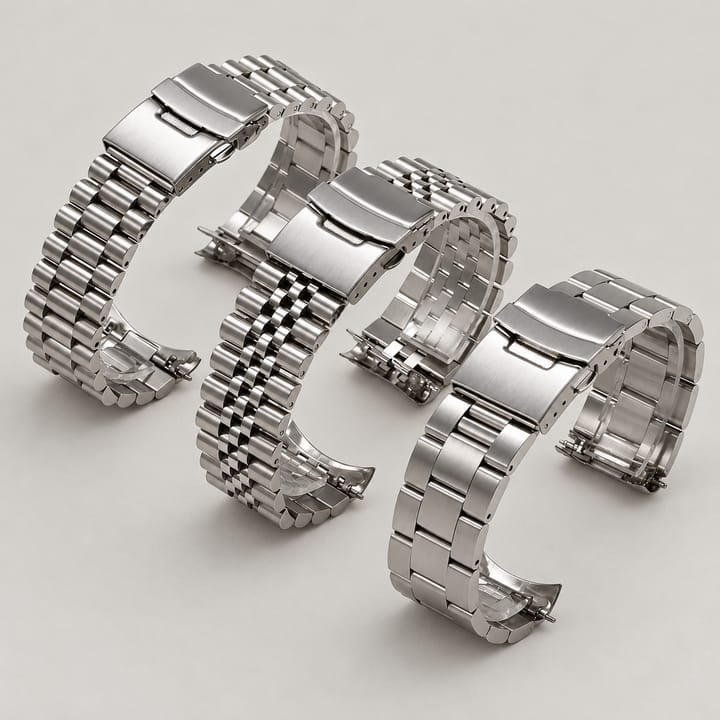 The jubilee, president and oyster styles side by side, closed on their clasps