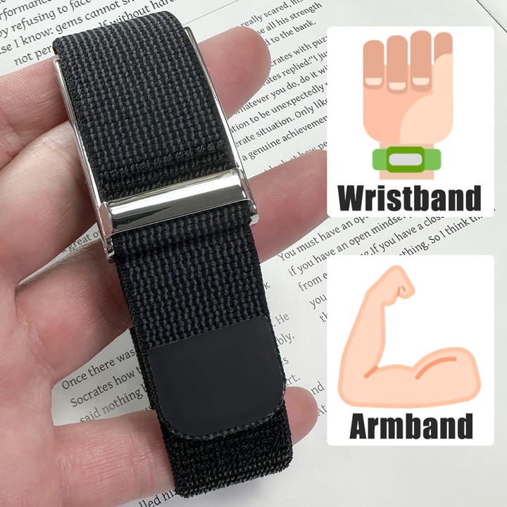 The Wrap in black, held in a hand