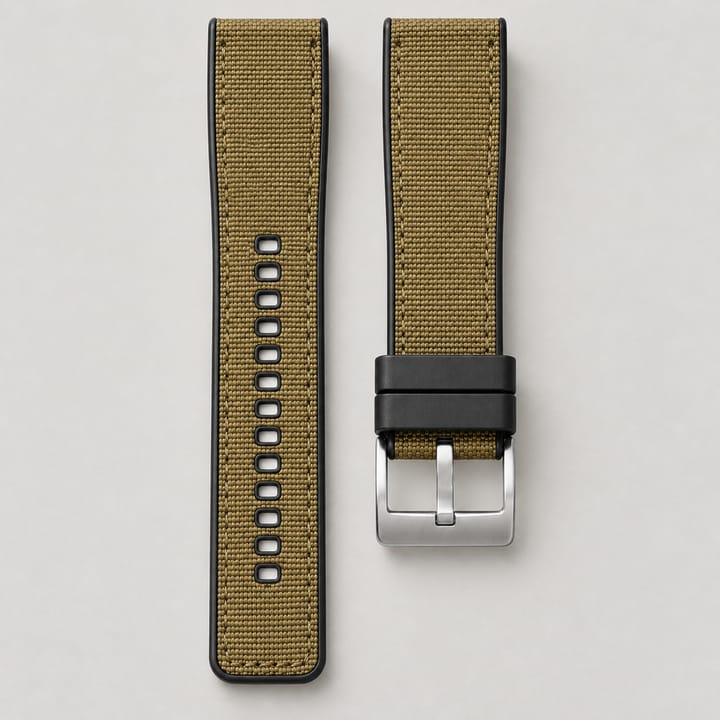 The Bosun in Khaki: khaki canvas with a silver-tone pin buckle