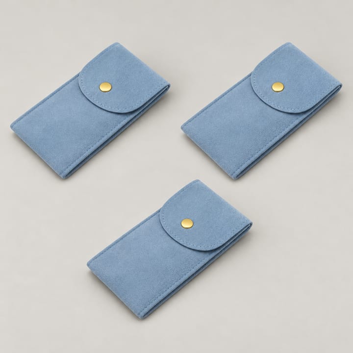 The Velvet Watch Pouch, Light blue, 3 pack