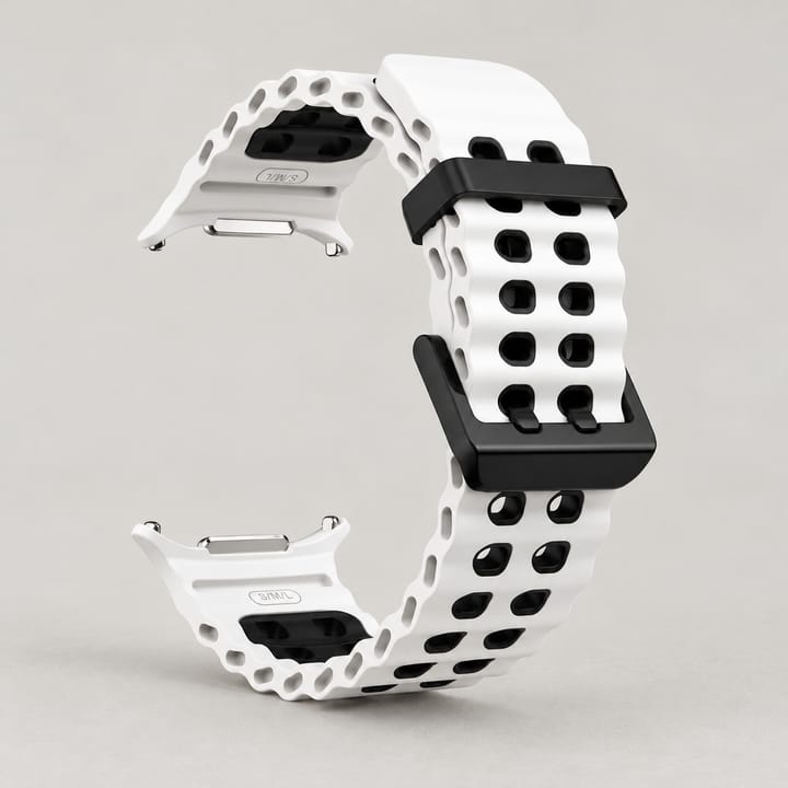 The Ultra Sport Silicone Band, White with black