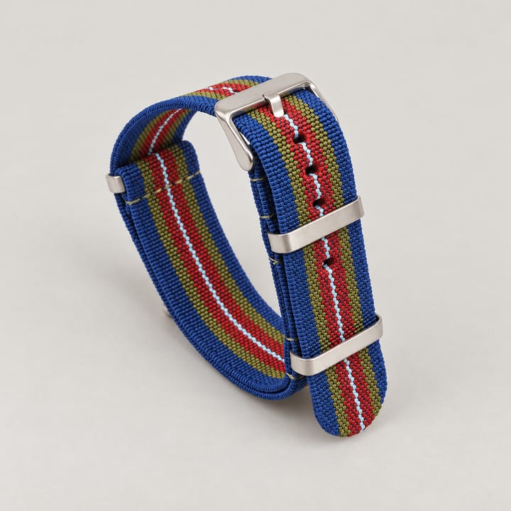 The Parachute Elastic NATO Strap, Multicolor with steel hardware