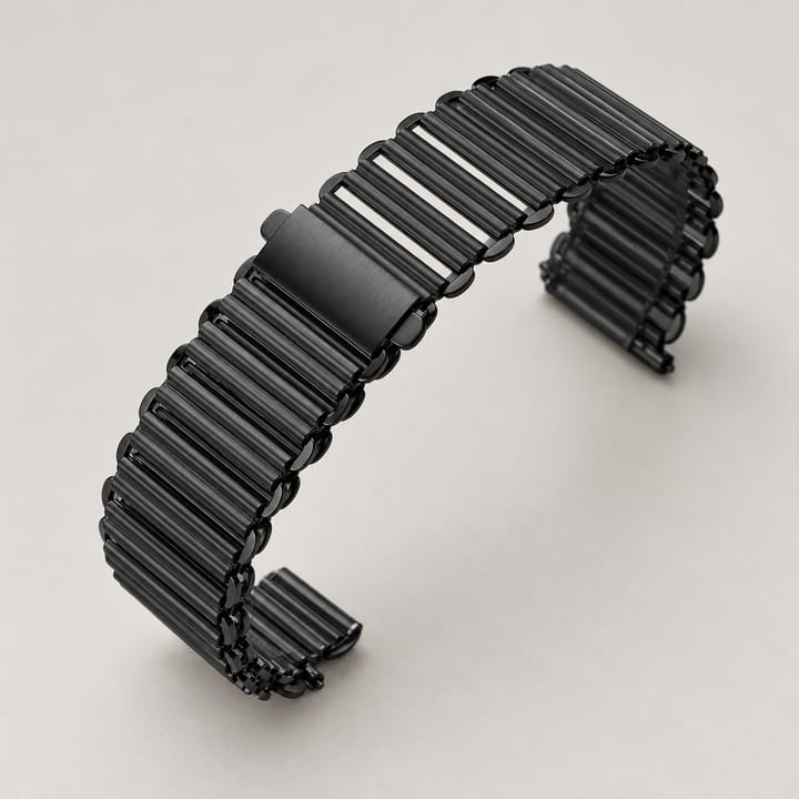 The Aviator bonklip-style bracelet in black, with glossy links and a brushed black clasp plate