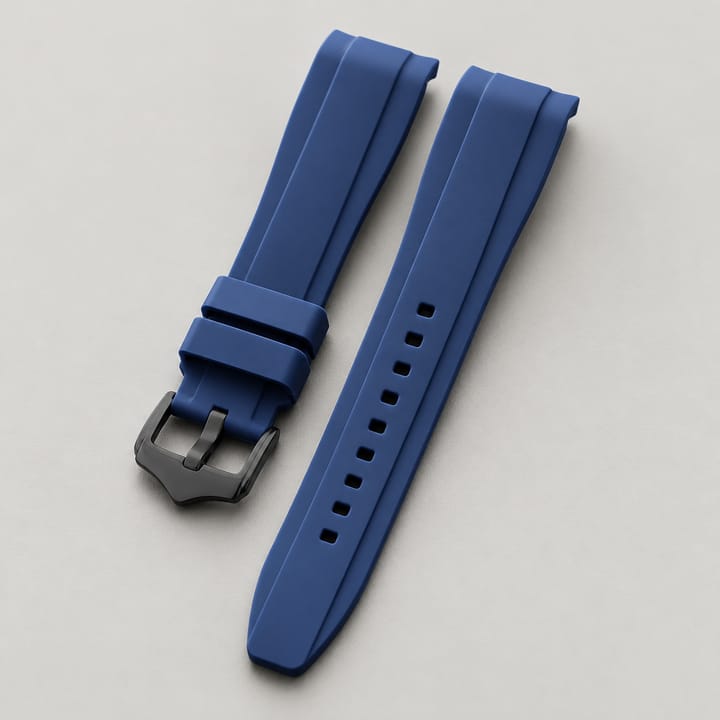 The Current Curved-End Silicone Band, Dark blue band, black buckle