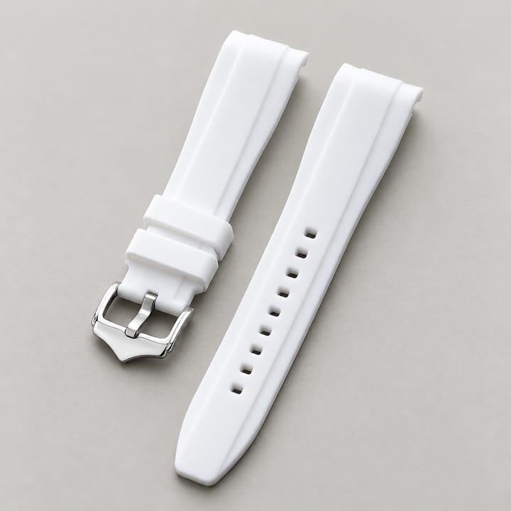 The Current Curved-End Silicone Band, White band, silver-tone buckle