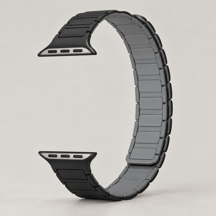 The Magnetic Silicone Apple Watch Band, Black gray