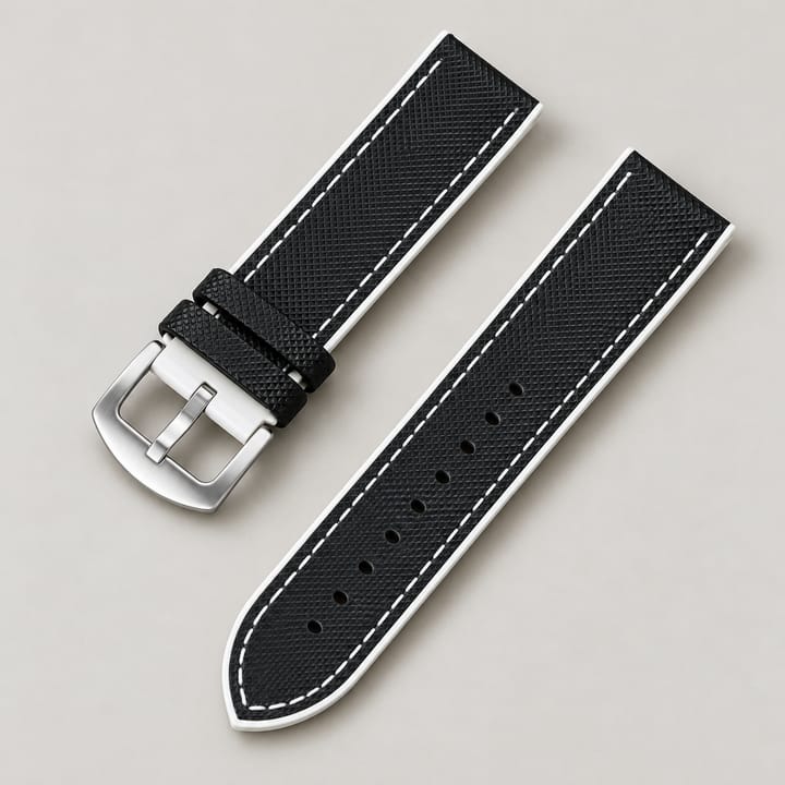 The Keel in black with white edges and white stitching