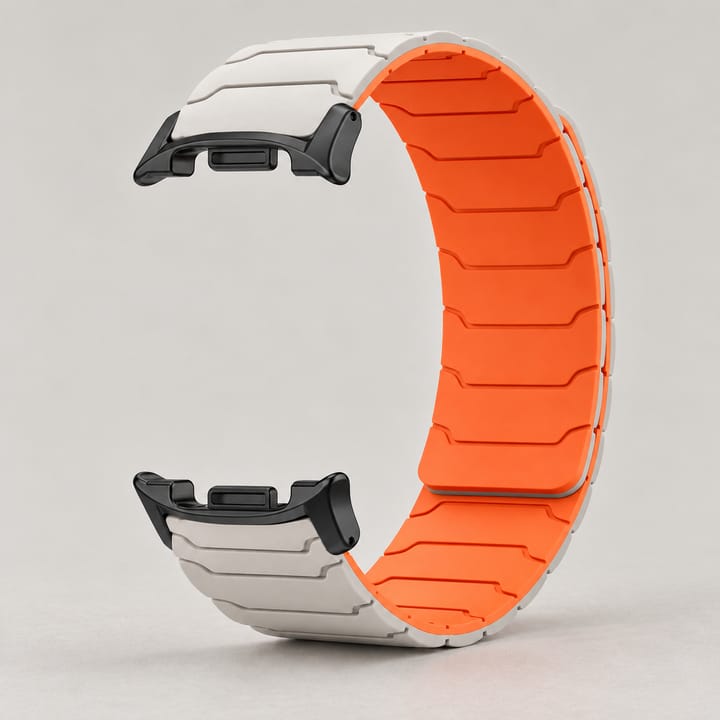 The Orbit in Starlight/Orange: pale gray outside, orange inside, black connectors