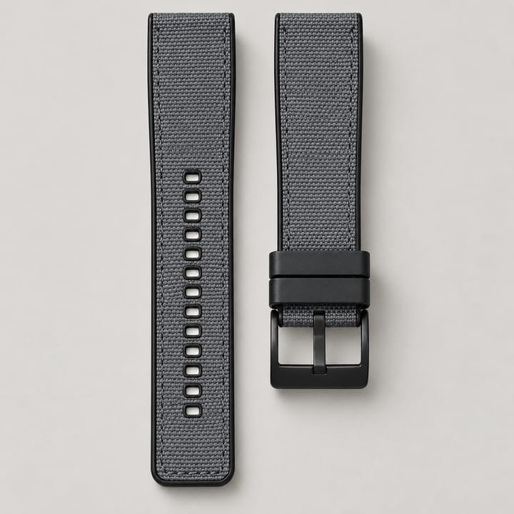 The Bosun in Gray/Black: gray canvas with a matte black pin buckle