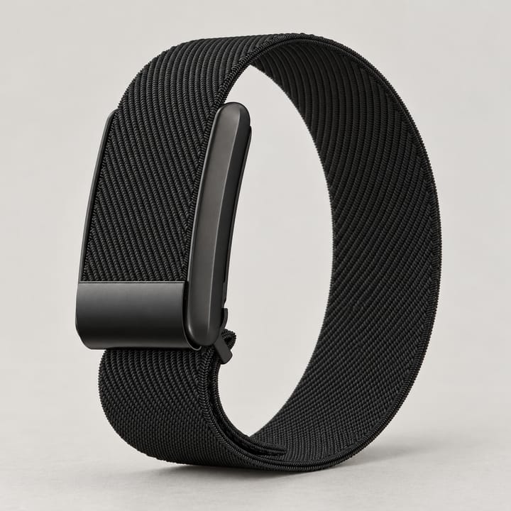Black stretch nylon band with its black metal sensor frame
