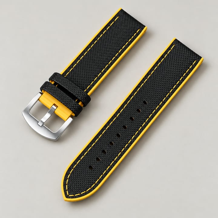The Keel in black with yellow edges and yellow stitching
