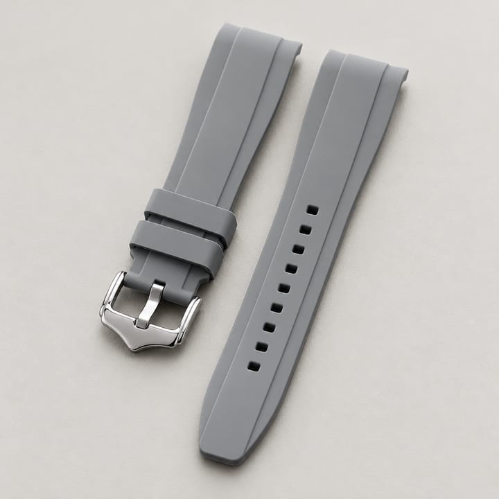 The Current Curved-End Silicone Band, Gray band, silver-tone buckle
