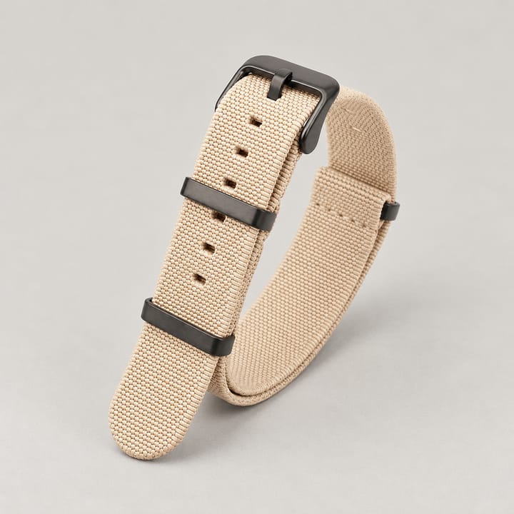 The Parachute Elastic NATO Strap, Khaki with black hardware
