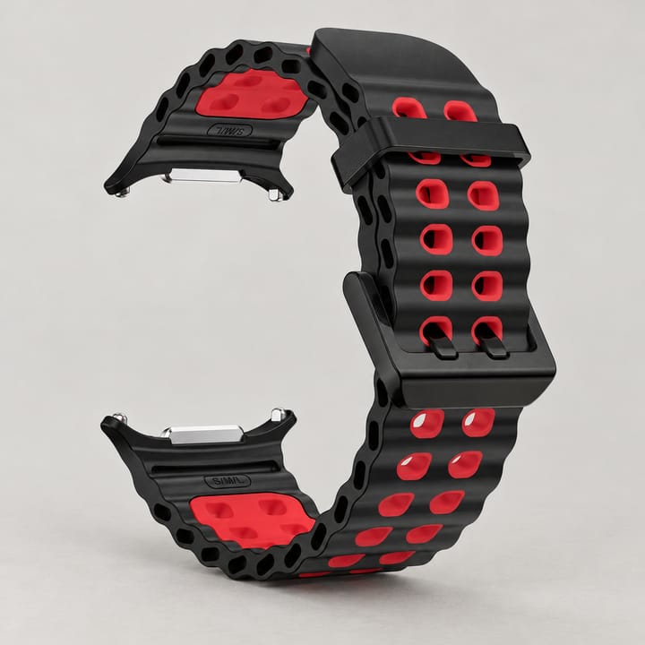The Ultra Sport Silicone Band, Black with red