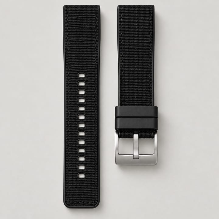 The Bosun in Black: black canvas with a silver-tone pin buckle
