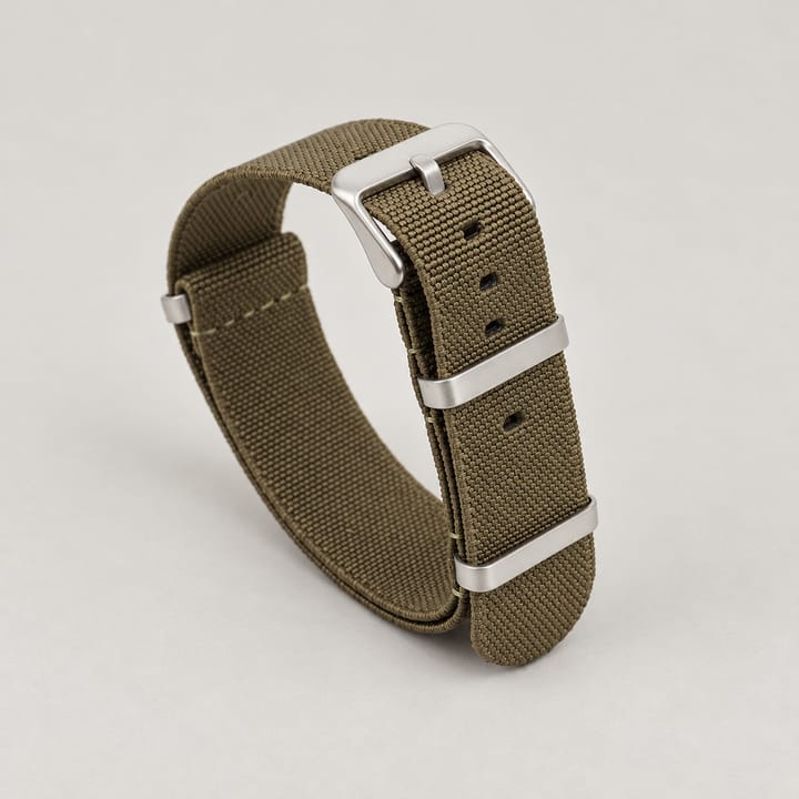 The Parachute Elastic NATO Strap, Green with steel hardware