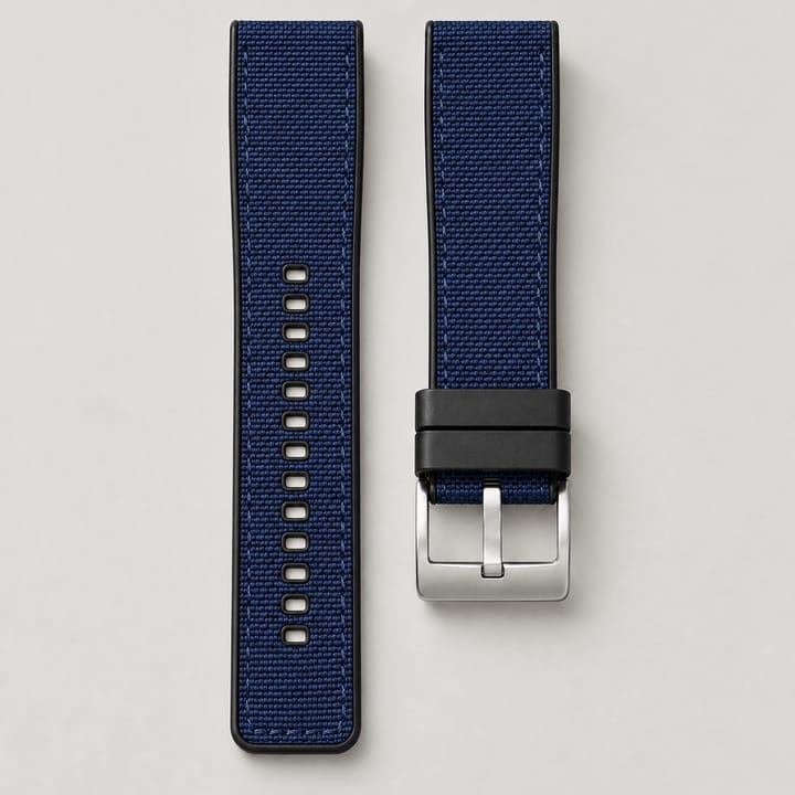 The Bosun in Navy: navy canvas with a silver-tone pin buckle