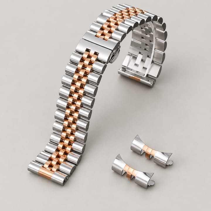 The Mariner Steel Watch Band, Silver and rose gold