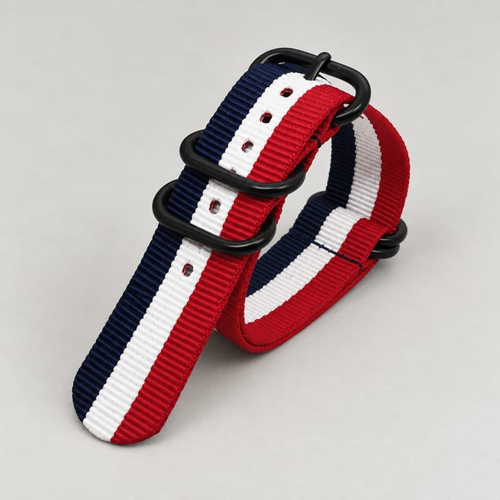 The Woven Nylon NATO Watch Strap, Blue, white and red stripe