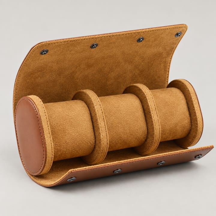 The Voyage Leather Watch Roll, Brown, 3 slots